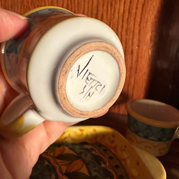 Italian designer Vietri tray with expresso cups and sugar bowl/lid - Picture 5 of 7